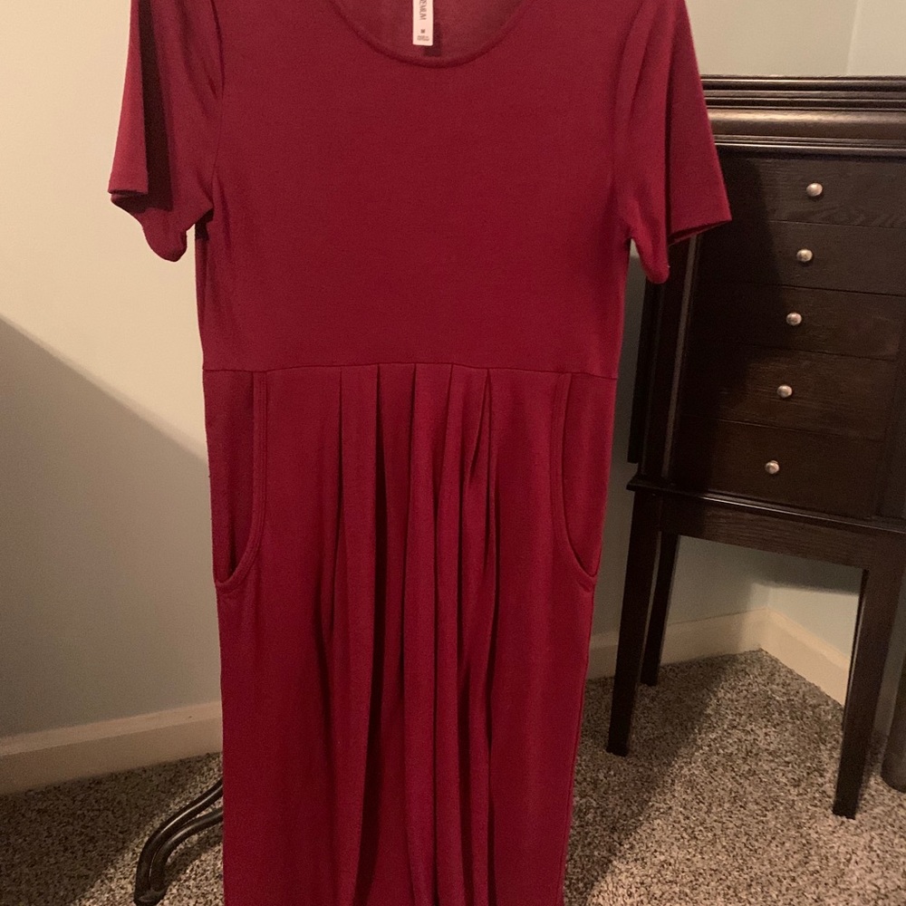 Cranberry pocketed cotton dress